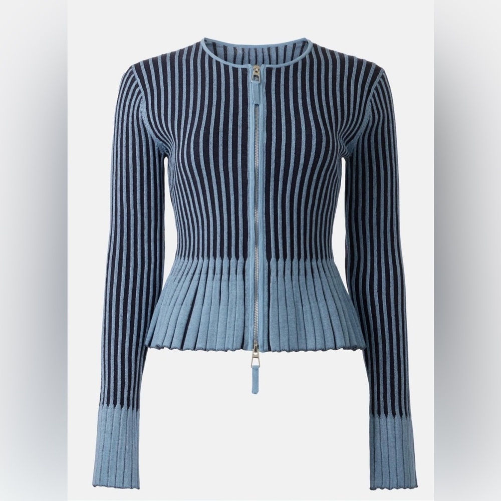 Toccin Two Tone Rib Knit Cardigan-Medium